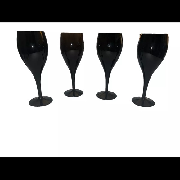 Vintage MIKASA Black Elegance Amethyst CRYSTAL Set Of 4 Wine Glasses - Picture 4 of 4